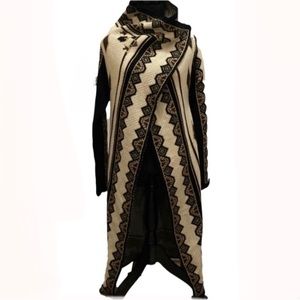Boho Tribal Western Aztec Knit Long Maxi Cardigan Sweater Duster Coat Top S/M